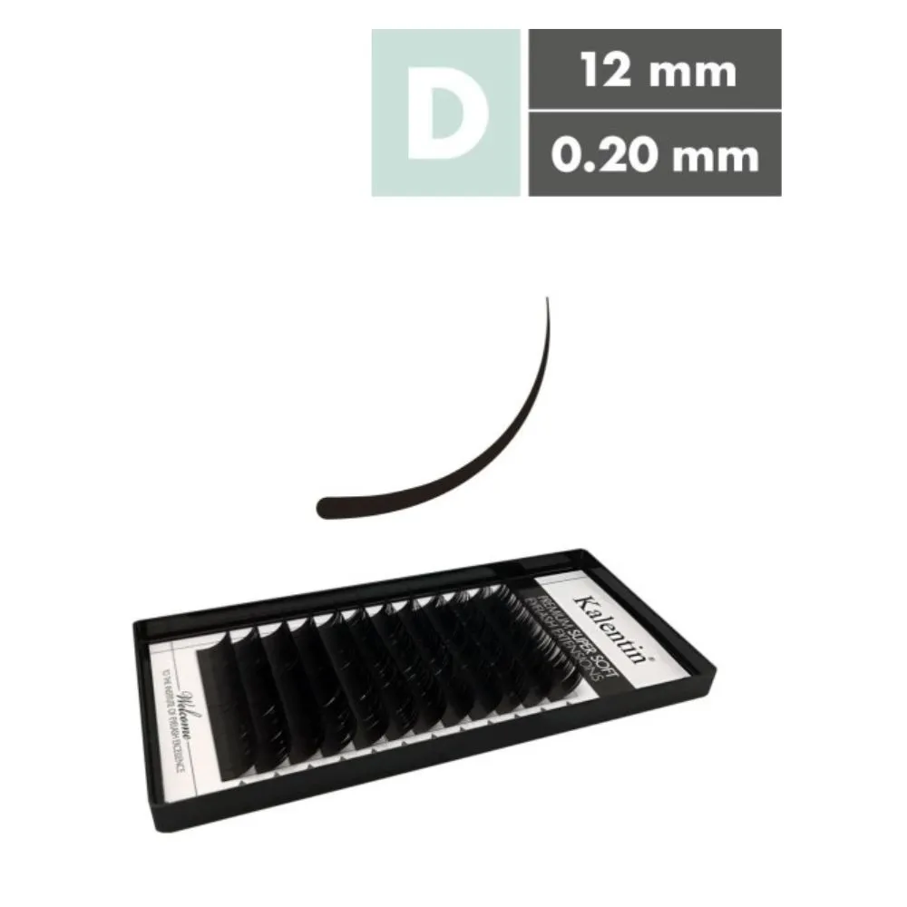 Kalentin Extensiones De Pestañas Clásicas D Curva 0,20 12mm